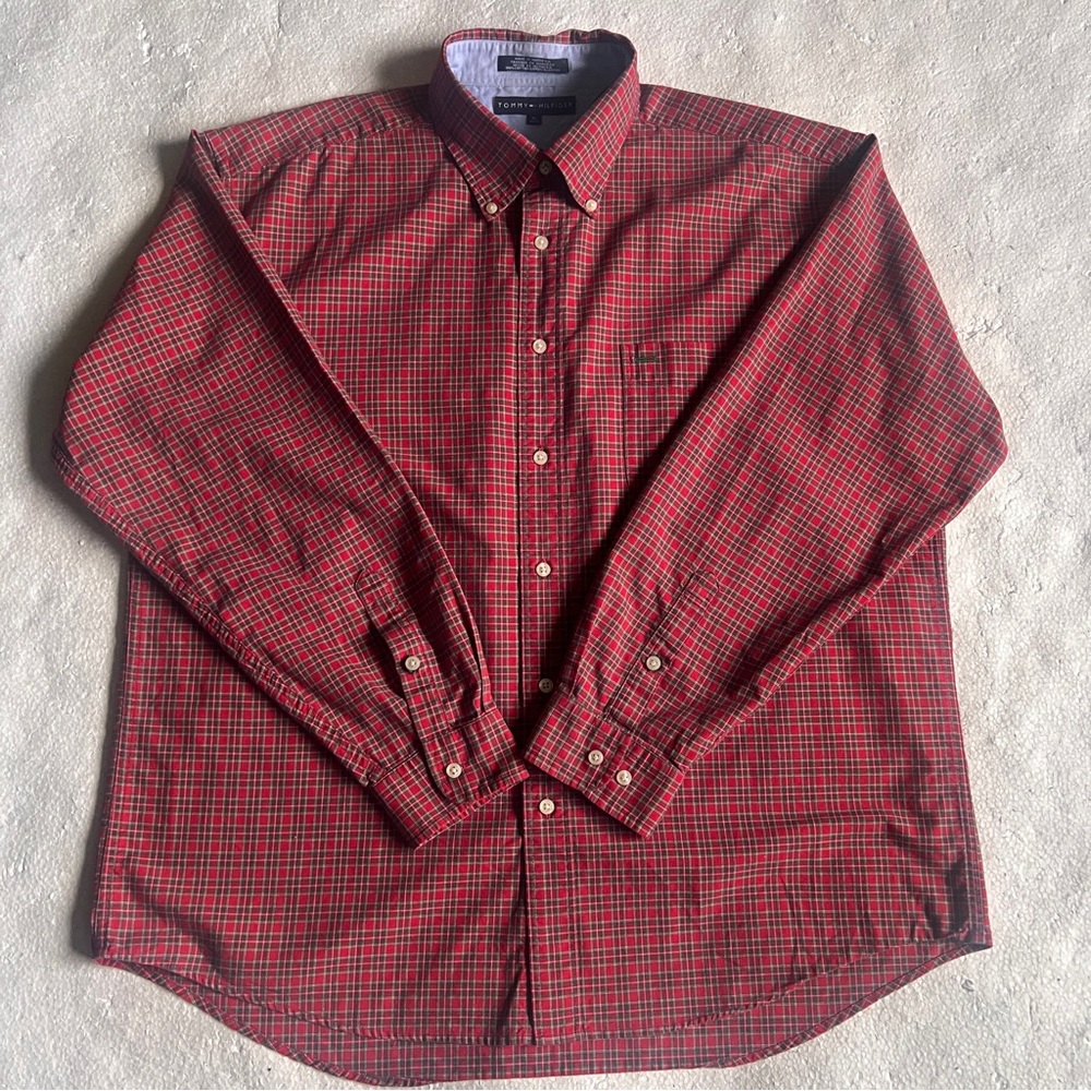 Tommy Hilfiger Red Plaid Button Down Shirt